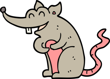 Bir insan tarafından çizilmiş çizgi film faresi.