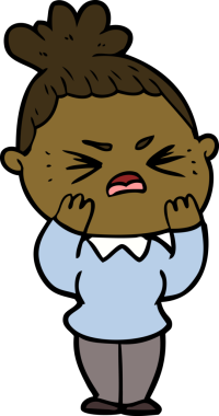 Bir insan tarafından çizilmiş kızgın bir kadın.