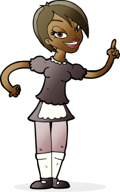 Çizgi film garsonu bir insan tarafından çizildi.