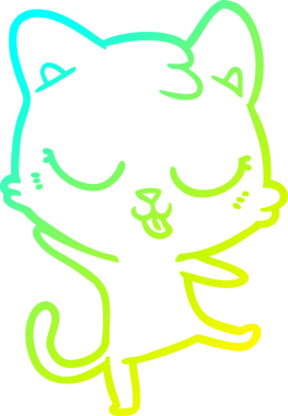 Bir insan tarafından çizilen çizgi film kedisinin soğuk gradyan çizgisi.