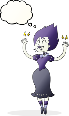 Bir insan tarafından çizilmiş serbest çizim baloncuk vampir kız.