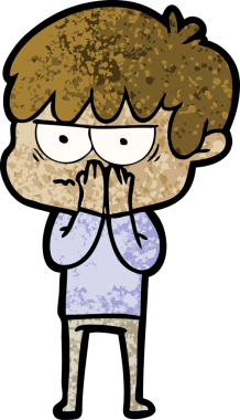 Bir insan tarafından çizilmiş sinirli çizgi film çocuğu.