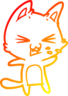 Bir insan tarafından çizilmiş çizgi film kedisinin sıcak çizgi çizimi