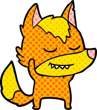 Bir insan tarafından çizilmiş tilki çizgi film karakteri