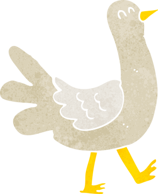 Bir insan tarafından çizilmiş yürüyen bir kuş.