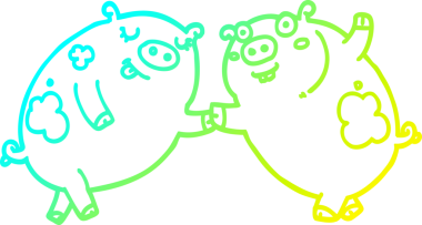 Bir insan tarafından çizilen domuz çizgi filminin soğuk gradyan çizimi