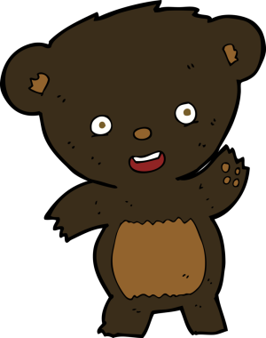 Bir insan tarafından çizilmiş siyah ayı sallayan çizgi film.