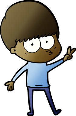 Bir insan tarafından çizilmiş sinirli çizgi film çocuğu.