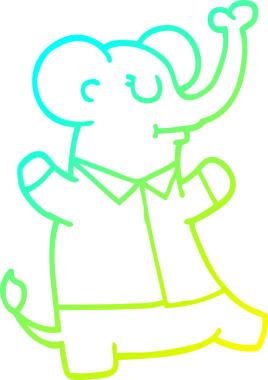 Bir insan tarafından çizilmiş tişört giyen bir filin çizimi.