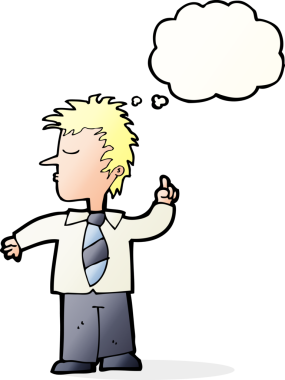 Çizgi filmci, bir insan tarafından çizilen düşünce baloncuğuyla...