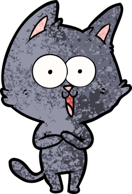 Bir insan tarafından çizilmiş komik çizgi film kedisi.