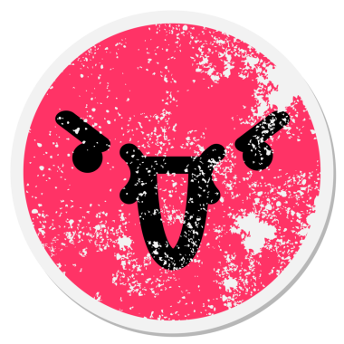 Bir insan tarafından çizilmiş kötü kalpli, dairesel bir etiket.