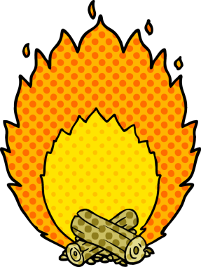 Bir insan tarafından çizilmiş karikatür kamp ateşi.