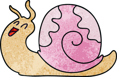 Bir insan tarafından çizilmiş garip bir çizgi film salyangozu.