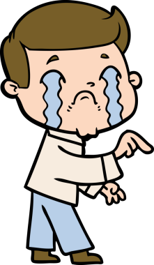 Bir insan tarafından çizilmiş ağlayan çizgi film adamı.