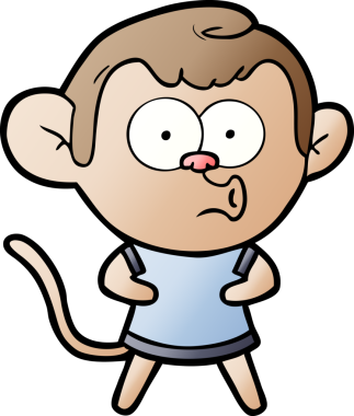 Bir insan tarafından çizilmiş, şaşırmış maymun çizgi filmi.