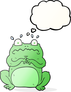 Bir insan tarafından çizilmiş serbest çizim balon karikatür komik kurbağa