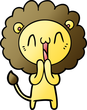 Bir insan tarafından çizilmiş mutlu çizgi film aslanı.