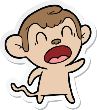 Bir insan tarafından çizilmiş bağıran çizgi film maymunu çıkartması.