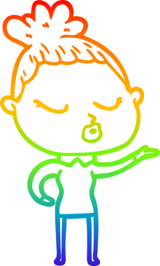 Gökkuşağı gradyan çizgi çizimi bir insan tarafından çizilmiş sakin bir kadın