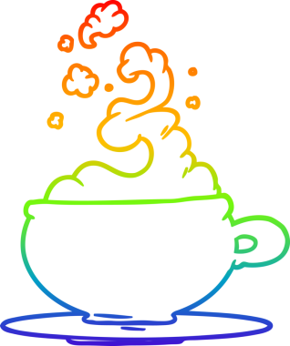 Bir insan tarafından çizilmiş sıcak çay fincanının çizimi.