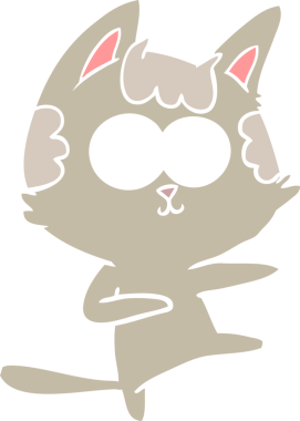 Bir insan tarafından çizilmiş düz renkli çizgi film kedisi.