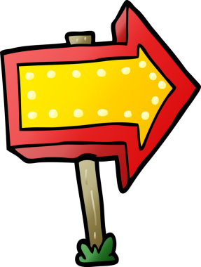 bir insan tarafından çizilmiş ok işaretini gösteren çizgi film