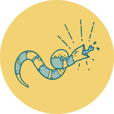 Bir insan tarafından çizilmiş dövme stili tıslayan yılanın simgesi