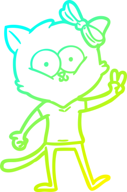 Bir insan tarafından çizilen çizgi film kedisinin soğuk gradyan çizgisi.