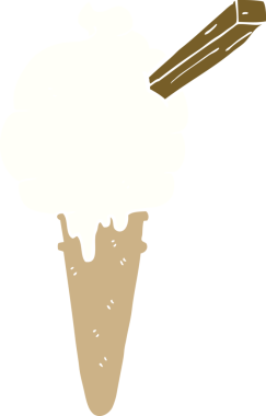 Bir insan tarafından çizilmiş düz renkli çizgi film dondurması.