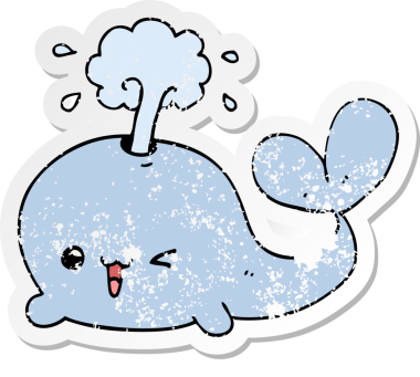 Bir insan tarafından çizilmiş karikatür balinasının sıkıntılı çıkartması.