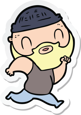 Bir insan tarafından çizilmiş sakallı bir adamın çıkartması.