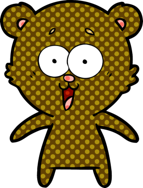 Bir insan tarafından çizilmiş gülen oyuncak ayı çizgi filmi.