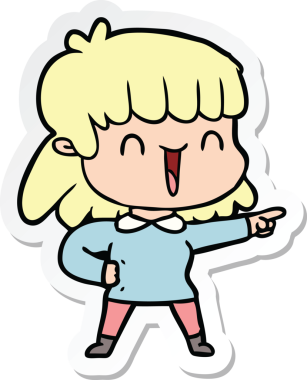 Bir insan tarafından çizilmiş bir karikatür kadının çıkartması.