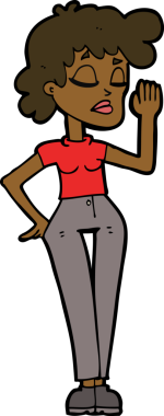 Bir insan tarafından çizilmiş karikatür kadını görmezden geliyor.