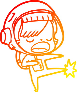 Bir insan tarafından çizilen çizgi film astronot bir kadının sıcak çizgi çizimi