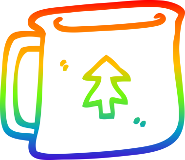 gökkuşağı gradyan çizgi çizimi bir insan tarafından çizilmiş teneke kutu