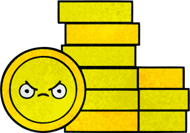 Bir insan tarafından çizilmiş eski grunge desenli bozuk paraların karikatürü