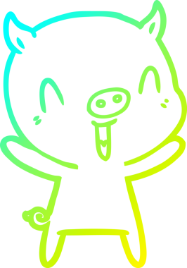 Bir insan tarafından çizilmiş mutlu çizgi film domuzu çizimi.