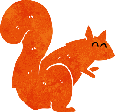 Bir insan tarafından çizilmiş kırmızı sincap.