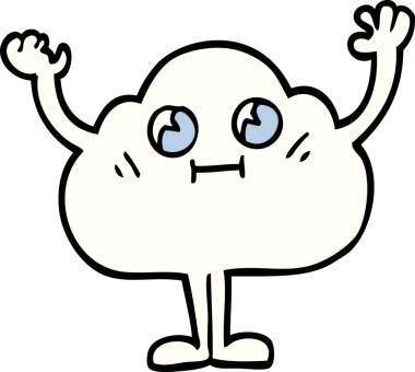 Bir insan tarafından çizilmiş mutlu karikatür bulutu