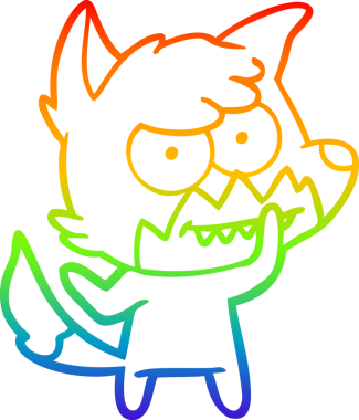 Bir insan tarafından çizilmiş sırıtan tilki çizgi çizimi.