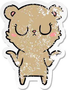 Bir insan tarafından çizilmiş barışçıl bir ayının sıkıntılı çıkartması.