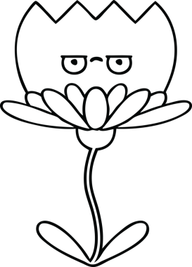 Bir insan tarafından çizilmiş bir çiçeğin çizgi çizimi