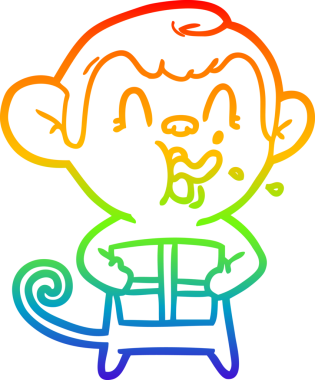 gökkuşağı gradyan çizimi çılgın bir çizgi maymun ve bir insan tarafından çizilmiş noel hediyesi