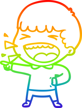 Gökkuşağının gradyan çizimi bir insan tarafından çizilmiş gülen bir adamın çizimi.