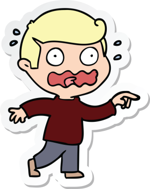 Bir insan tarafından çizilmiş karikatür çıkartması.