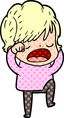 Bir insan tarafından çizilmiş bir karikatür kadın konuşuyor.