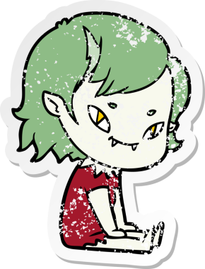 Çizgi film kahramanı, arkadaş canlısı vampir bir kız bir insan tarafından çizilmiş.