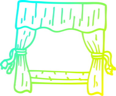 Bir insan tarafından perdelenmiş bir çizgi film penceresinin soğuk gradyan çizimi